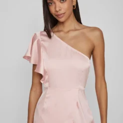 Vila ONE-SHOULDER MIDI JURK -Goedkope Fraaie Mod Winkel 14083118 SilverPink 006
