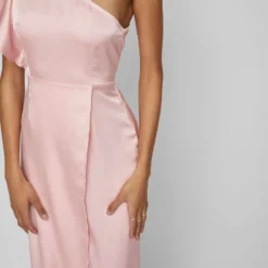 Vila ONE-SHOULDER MIDI JURK -Goedkope Fraaie Mod Winkel 14083118 SilverPink 007