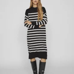 Vila MIDI GEBREIDE JURK -Goedkope Fraaie Mod Winkel 14083214 Black 1003664 005
