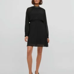 Vila HOGE KRAAG JURK -Goedkope Fraaie Mod Winkel 14083305 Black 005