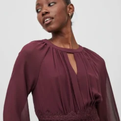 Vila RONDE HALS KORTE JURK -Goedkope Fraaie Mod Winkel 14083315 Winetasting 007