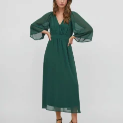 Vila V-HALS MAXI JURK -Goedkope Fraaie Mod Winkel 14083323 Pineneedle 005