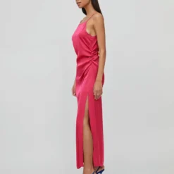Vila SPLIT MAXI JURK -Goedkope Fraaie Mod Winkel 14083349 PinkYarrow 005