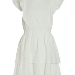 Vila GELAAGD KORTE JURK -Goedkope Fraaie Mod Winkel 14083354 CloudDancer 001