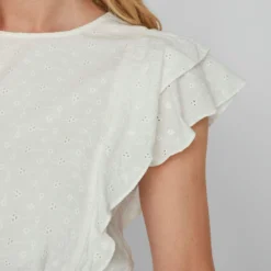 Vila GELAAGD KORTE JURK -Goedkope Fraaie Mod Winkel 14083354 CloudDancer 006