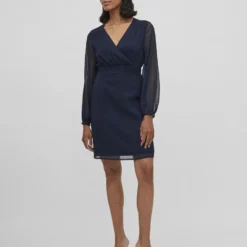 Vila CHIFFON JURK MET LANGE MOUWEN