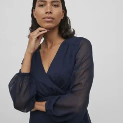 Vila CHIFFON JURK MET LANGE MOUWEN 8 Vila CHIFFON JURK MET LANGE MOUWEN -Goedkope Fraaie Mod Winkel 14083469 NavyBlazer 006