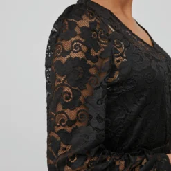Vila KANTEN KORTE JURK MET LANGE MOUWEN -Goedkope Fraaie Mod Winkel 14083655 Black 007
