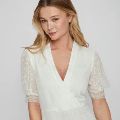 Vila KORTE JURK MET KORTE MOUWEN 8 Vila KORTE JURK MET KORTE MOUWEN -Goedkope Fraaie Mod Winkel 14083790 CloudDancer 006