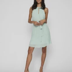 Vila GEPLOOID MOUWLOZE JURK -Goedkope Fraaie Mod Winkel 14083808 CameoGreen 005