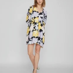 Vila 3/4 MOUWEN KORTE JURK -Goedkope Fraaie Mod Winkel 14084156 Black 1013330 005