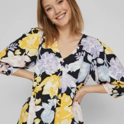 Vila 3/4 MOUWEN KORTE JURK -Goedkope Fraaie Mod Winkel 14084156 Black 1013330 006