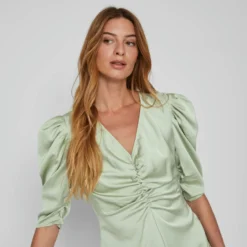 Vila SPLITTEN VOOR MIDI JURK -Goedkope Fraaie Mod Winkel 14084192 DesertSage 006