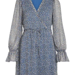 Vila KORTE JURK MET LANGE MOUWEN -Goedkope Fraaie Mod Winkel 14084442 FederalBlue 1016307 001