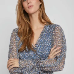 Vila KORTE JURK MET LANGE MOUWEN -Goedkope Fraaie Mod Winkel 14084442 FederalBlue 1016307 006