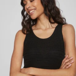 Vila MOUWLOOS GEBREIDE JURK -Goedkope Fraaie Mod Winkel 14084676 Black 006