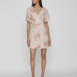 Vila GEBORDUURD KORTE JURK -Goedkope Fraaie Mod Winkel 14084707 MistyRose 1018474 005
