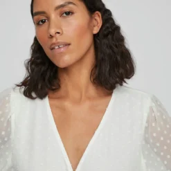 Vila GESTIPPELDE MAXI JURK -Goedkope Fraaie Mod Winkel 14084711 CloudDancer 006