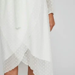 Vila GESTIPPELDE MAXI JURK -Goedkope Fraaie Mod Winkel 14084711 CloudDancer 007