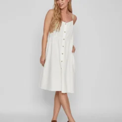 Vila STRAP KNIELENGTE JURK 9 Vila STRAP KNIELENGTE JURK -Goedkope Fraaie Mod Winkel 14085281 SnowWhite 005