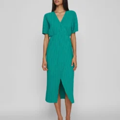 Vila GEPLOOID MIDI JURK -Goedkope Fraaie Mod Winkel 14085333 Alhambra 005