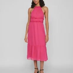 Vila HALTERNEK MIDI JURK 9 Vila HALTERNEK MIDI JURK -Goedkope Fraaie Mod Winkel 14085382 PinkYarrow 005