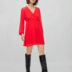 Vila PETITE - KANT KORTE JURK 9 Vila PETITE - KANT KORTE JURK -Goedkope Fraaie Mod Winkel 14085583 MarsRed 005