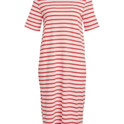 Vila GESTREEPT MIDI JURK -Goedkope Fraaie Mod Winkel 14085651 OpticalSnow 1032062 001