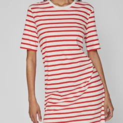 Vila GESTREEPT MIDI JURK -Goedkope Fraaie Mod Winkel 14085651 OpticalSnow 1032062 007