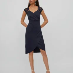 Vila KANTEN BODYCON JURK -Goedkope Fraaie Mod Winkel 14085670 NavyBlazer 1024500 005