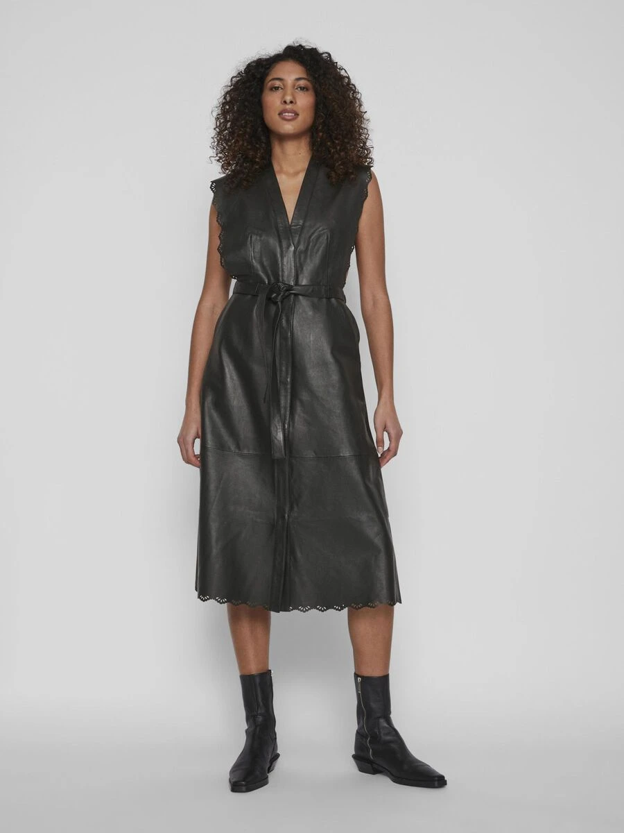 Vila MOUWLOOS LEER MIDI JURK 1 Vila MOUWLOOS LEER MIDI JURK