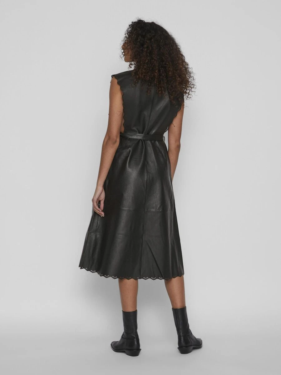 Vila MOUWLOOS LEER MIDI JURK 2 Vila MOUWLOOS LEER MIDI JURK - Afbeelding 2