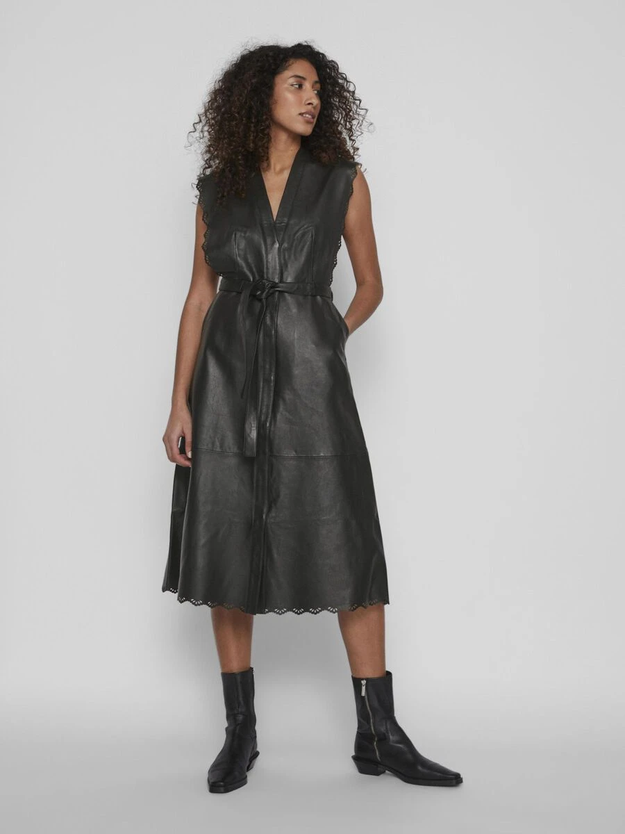 Vila MOUWLOOS LEER MIDI JURK 4 Vila MOUWLOOS LEER MIDI JURK - Afbeelding 4