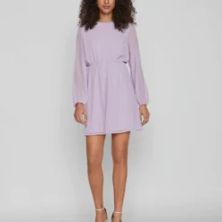 Vila GESTIPPELDE JURK MET LANGE MOUWEN