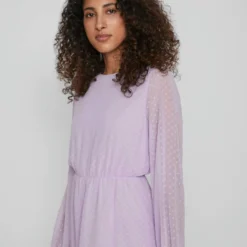 Vila GESTIPPELDE JURK MET LANGE MOUWEN -Goedkope Fraaie Mod Winkel 14085829 PastelLilac 006
