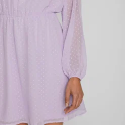 Vila GESTIPPELDE JURK MET LANGE MOUWEN -Goedkope Fraaie Mod Winkel 14085829 PastelLilac 007