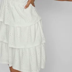 Vila MET LAGEN KORTE JURK -Goedkope Fraaie Mod Winkel 14085839 CloudDancer 007