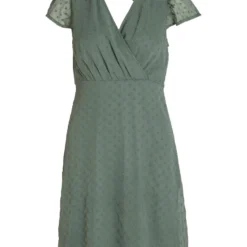Vila OPEN RUG KORTE JURK -Goedkope Fraaie Mod Winkel 14085952 DuckGreen 001
