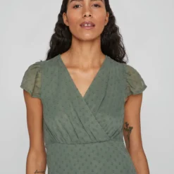 Vila OPEN RUG KORTE JURK -Goedkope Fraaie Mod Winkel 14085952 DuckGreen 006