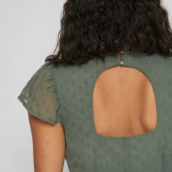 Vila OPEN RUG KORTE JURK -Goedkope Fraaie Mod Winkel 14085952 DuckGreen 007