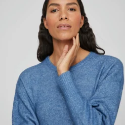 Vila TALL - GEBREIDE JURK -Goedkope Fraaie Mod Winkel 14086265 FederalBlue 1031149 007