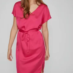 Vila PETITE - KORTE MOUWEN MIDI JURK -Goedkope Fraaie Mod Winkel 14086808 PinkYarrow 007