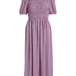 Vila KORTE MOUWEN MAXI JURK -Goedkope Fraaie Mod Winkel 14087131 PinkYarrow 1037650 001