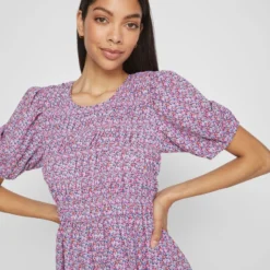 Vila KORTE MOUWEN MAXI JURK -Goedkope Fraaie Mod Winkel 14087131 PinkYarrow 1037650 007