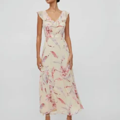Vila GEBLOEMDE MAXI JURK -Goedkope Fraaie Mod Winkel 14087262 Birch 1038945 005