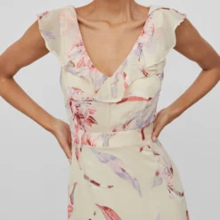 Vila GEBLOEMDE MAXI JURK -Goedkope Fraaie Mod Winkel 14087262 Birch 1038945 007