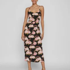 Vila GEBLOEMD BANDJE MIDI JURK