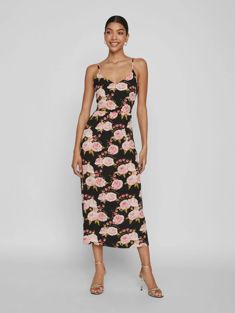Vila GEBLOEMD BANDJE MIDI JURK 1 Vila GEBLOEMD BANDJE MIDI JURK