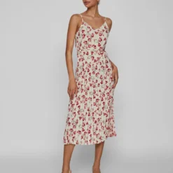 Vila KNOOPRIEM IN DE TAILLE MOUWLOZE JURK -Goedkope Fraaie Mod Winkel 14087310 Linen 1039007 005