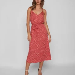 Vila GEKNOOPT BANDJE MIDI JURK